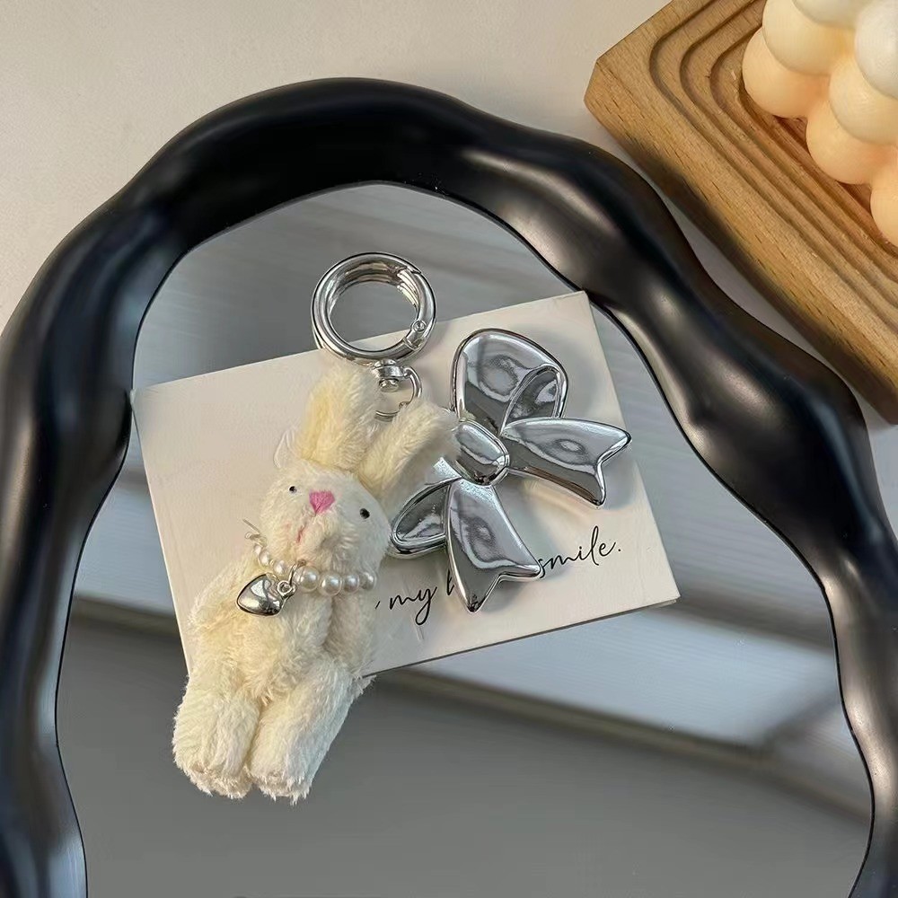 Coreano coreano dulce perla oso amor llavero de automóvil conejo auriculares colgantes bolsos de teléfono móvil colgantes
