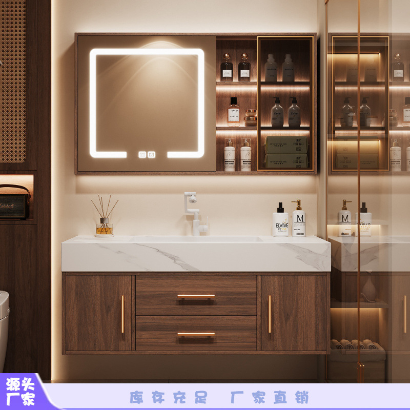 Medieval Hotel Style Bathroom Cabinet Combination Slate Ceramic One-Piece Seamless Basin Bathroom Washbasin Hand Wash Basin