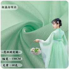 亮丝树皮皱全涤闪光纱皱面料高密欧根纱演出服连衣裙时装汉服布料