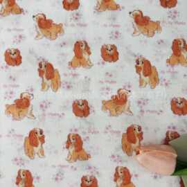 全棉双层纱数码直喷印花面料 美国可卡犬睡衣家居服口水巾 手提袋