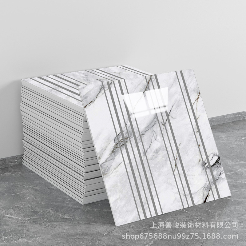 跨境出口批发30*30cm 仿瓷砖大理石纹自粘墙壁纸护墙板铝塑板贴纸|undefined