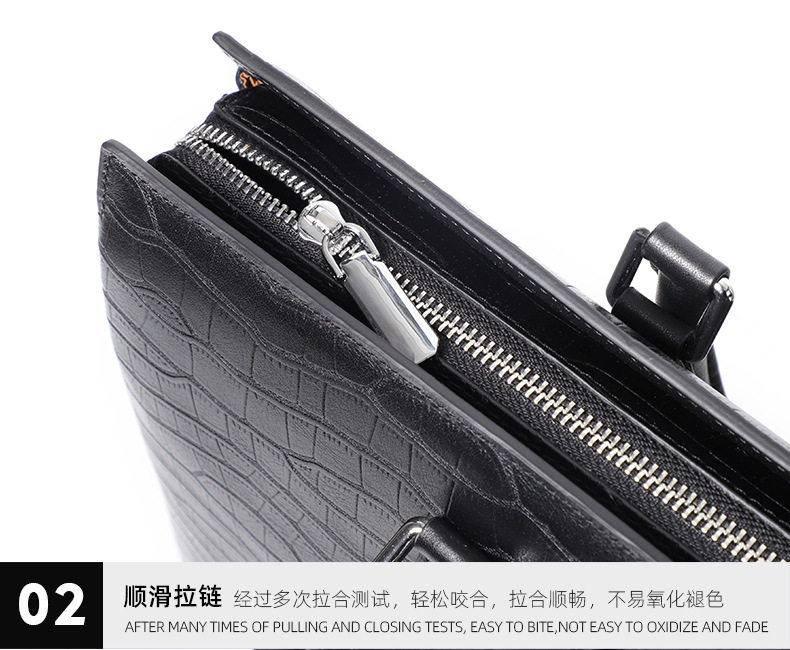 Túi xách nam da bò thật cao cấp dạng túi xách công sở đựng laptop 14 inch, chống nước — Màu đen chi tiết 22