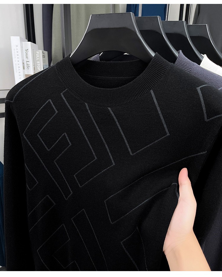 Tipo delgado de lujo ligero de marca letras de cuello redondo hookah de punto de manga larga suéter de punto de invierno ocio chaqueta suéter