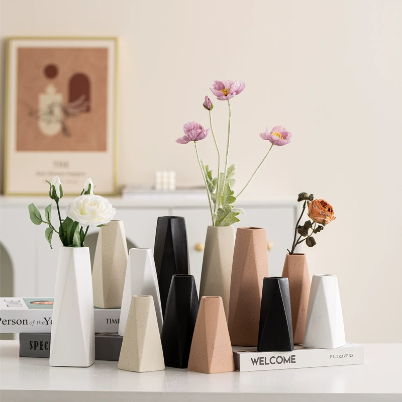 Северная матовая геометрическая моранди керамическая ваза американская минималистская современная гостиная домашняя украшение с сухим цветком