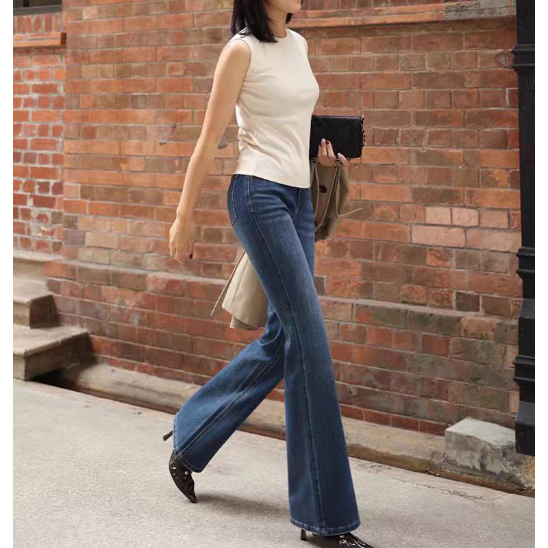 Zhang Ruoyu's Same Style European Fashion Casual Style Four-Way Stretch Retro Flared Jeans Zhang Ruoyu's Same Style European Fashion Casual Style Four-Way Stretch Retro Flared Jeans