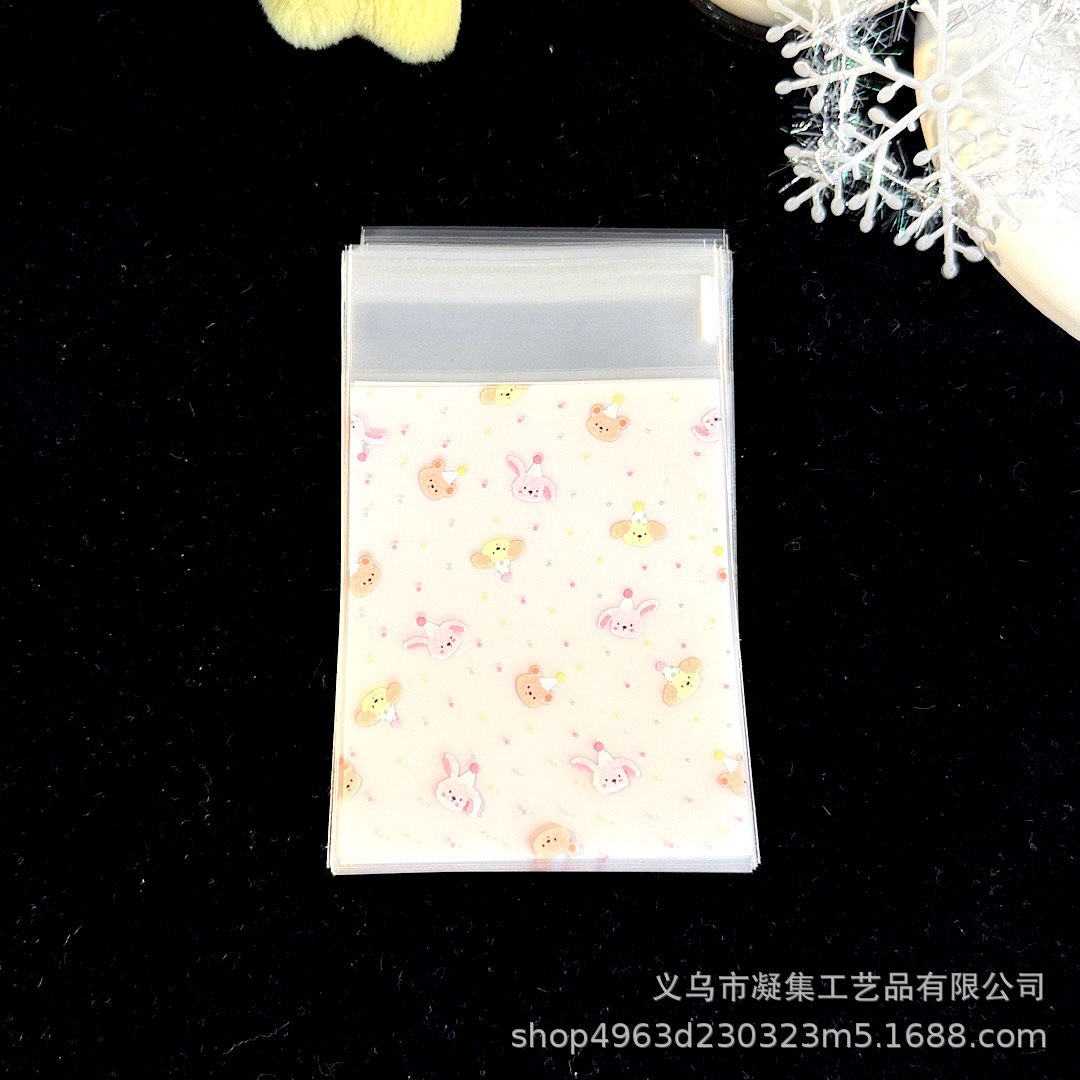 Colección de bolsas autoadhesivas de dibujos animados lindo original, bolsa de embalaje de joyería de regalo de alto valor, tarjeta pequeña, bolsa sellada dividida