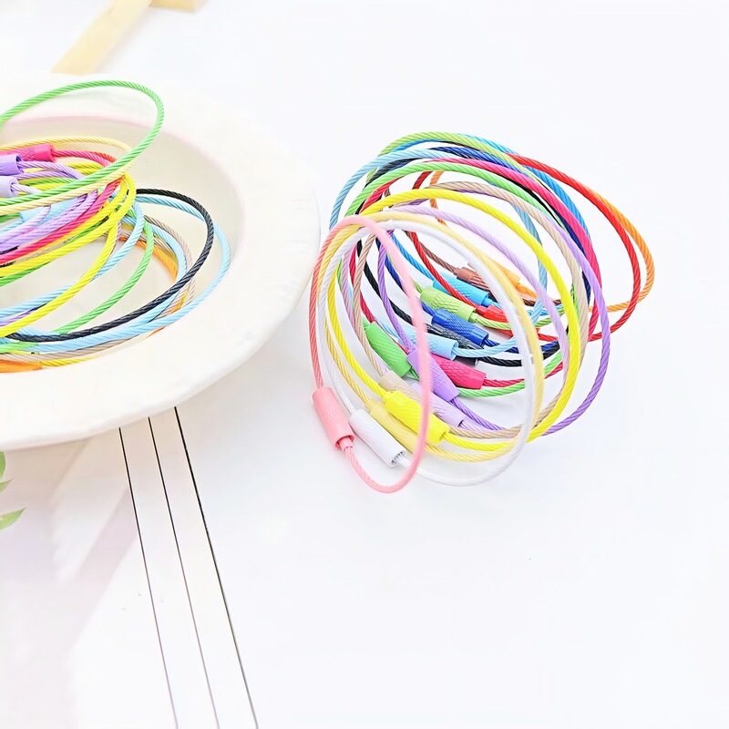 Wire Diameter 1.5*15cm Colorful Steel Wire Rings Stainless Steel Wire Rope DIY Jewelry Accessories Materials Keychain Wholesale