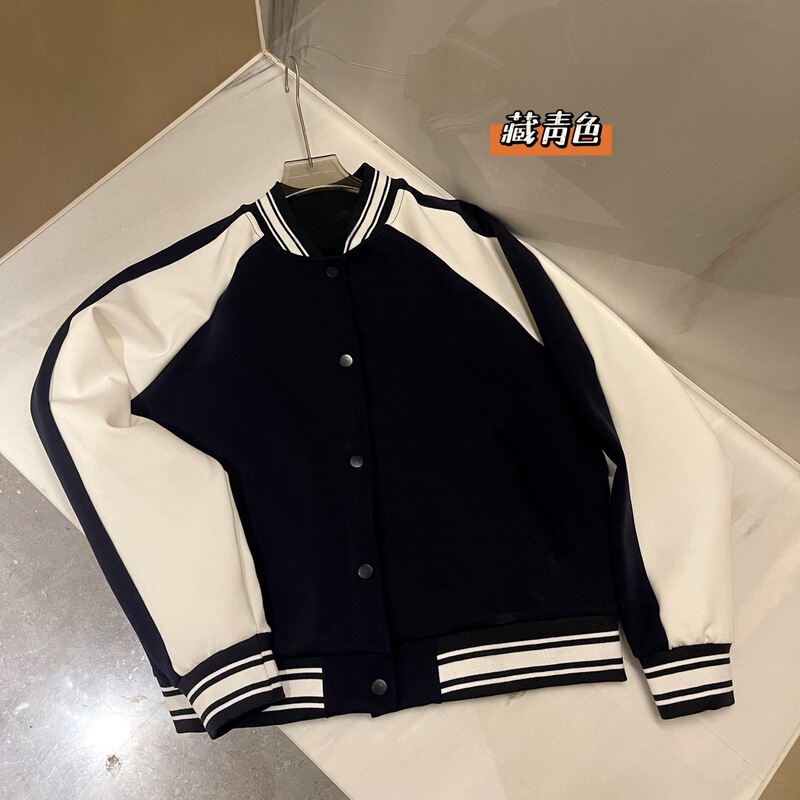 12936新款空气棉拼接袖棒球服外套卫衣女长袖t恤上衣男女同款ins|undefined