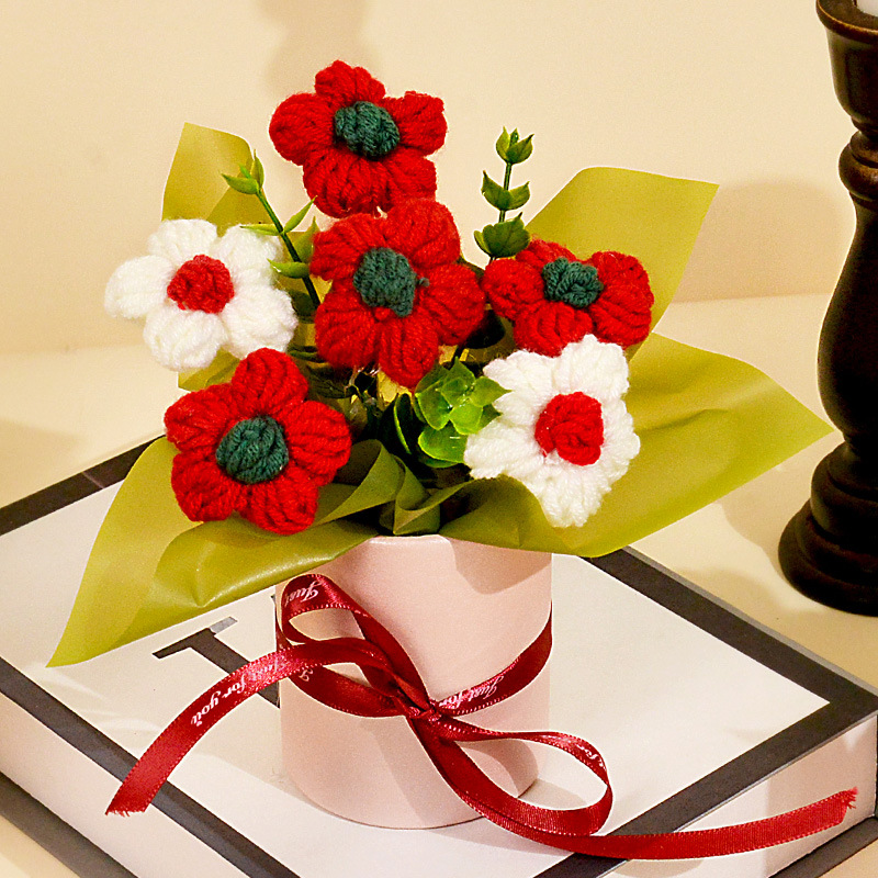 6송이 빨간 꽃 미니 꽃다발