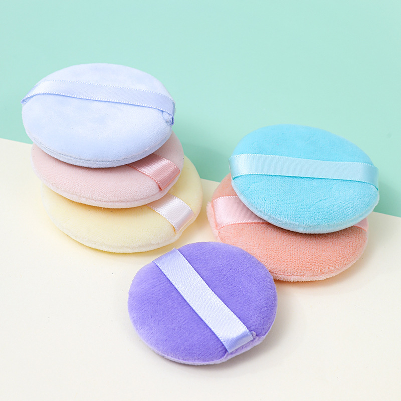 Esponja de flocado corta redonda transfronteriza, polvo suelto de felpa, esponja de terciopelo, algodón, herramientas de belleza, fábrica personalizada al por mayor