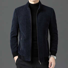 雪尼尔毛呢外套男加厚新款中年爸爸男士冬季装夹克新款夹克雪
