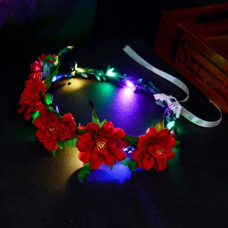 Peony wreath red + colorful light