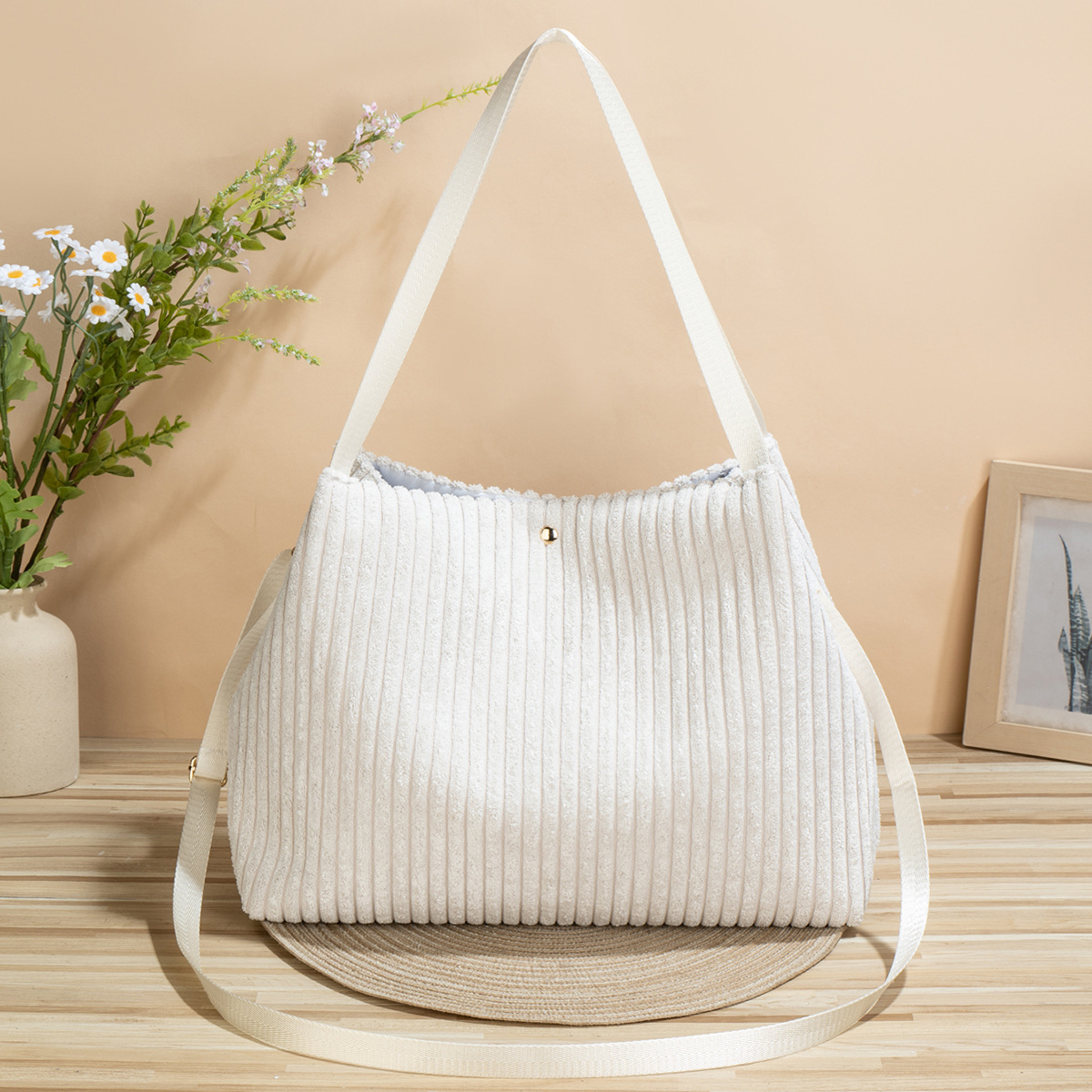 Transfronterizo nuevo bolso de terciopelo de meandera de gran capacidad de mujer otoño y invierno alto portátil versátil almacenamiento de viaje
