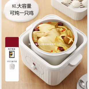 Japanese Sdrnka Stew Pot Water-Separating Stew Home Automatic Steaming Soup Cooking Porridge Pot Ceramic Bird's Nest 8L Large Capacity