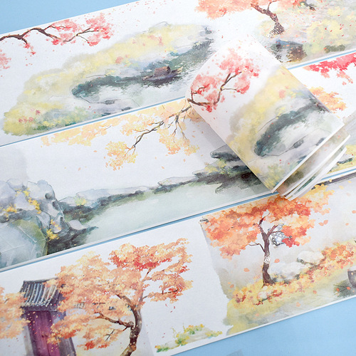 Real-life ancient style landscaping architecture and paper tape collage decoration material hand account special oil hand account tape wholesale