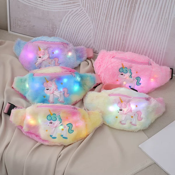 Children's Unicorn Waist Bag Student Cartoon Plush High-value Cross-body Chest Bag Cute Children's Wear Accessories Bag