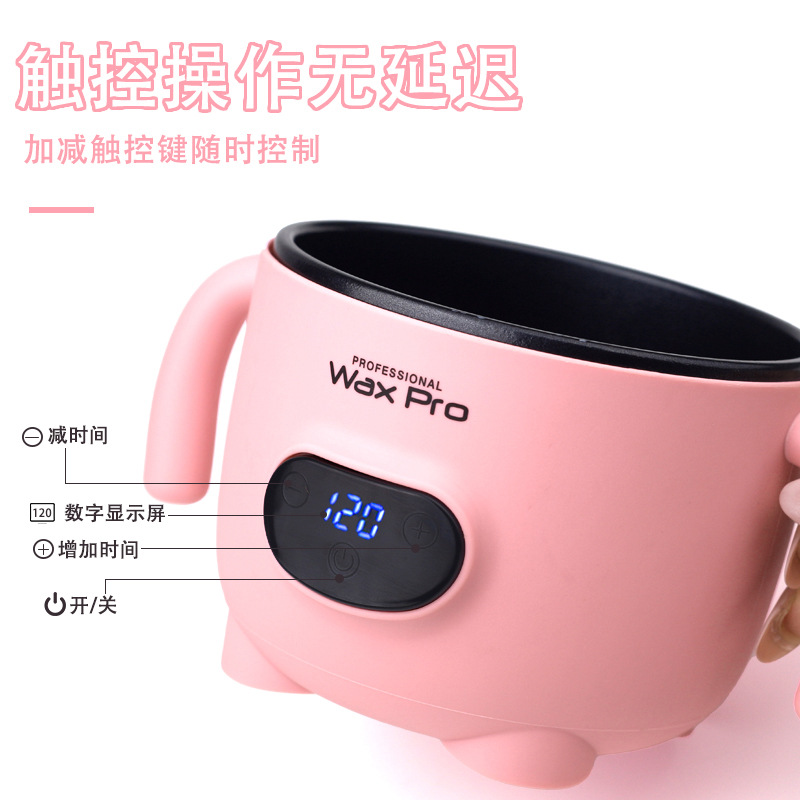 Nueva máquina de terapia de cera con pantalla digital mini transfronteriza, cera de calentamiento de temperatura constante inteligente, eliminación de frijoles, cabello de alta temperatura, sartén antiadherente, cera de abejas