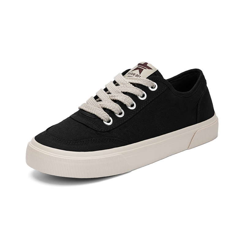 25819 Spring New Versatile Men's Shoes Korean Style Breathable Comfortable Lace-Up Canvas Shoes Trendy Fashion Casual Sneakers