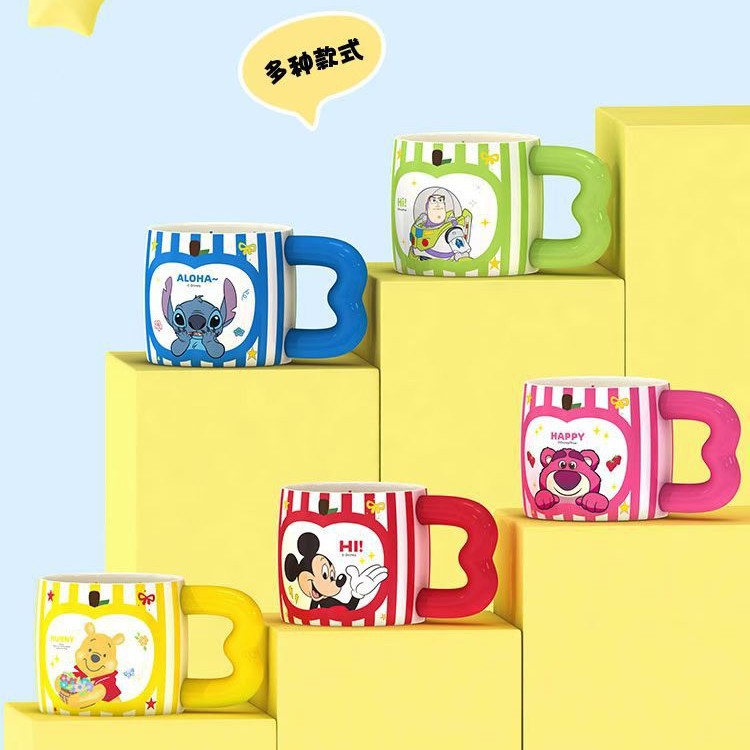 Nuevas tazas creativas personalidad de alto valor de cara regalo de mano taza de desayuno de cerámica de oficina caricatura Mickey taza de agua