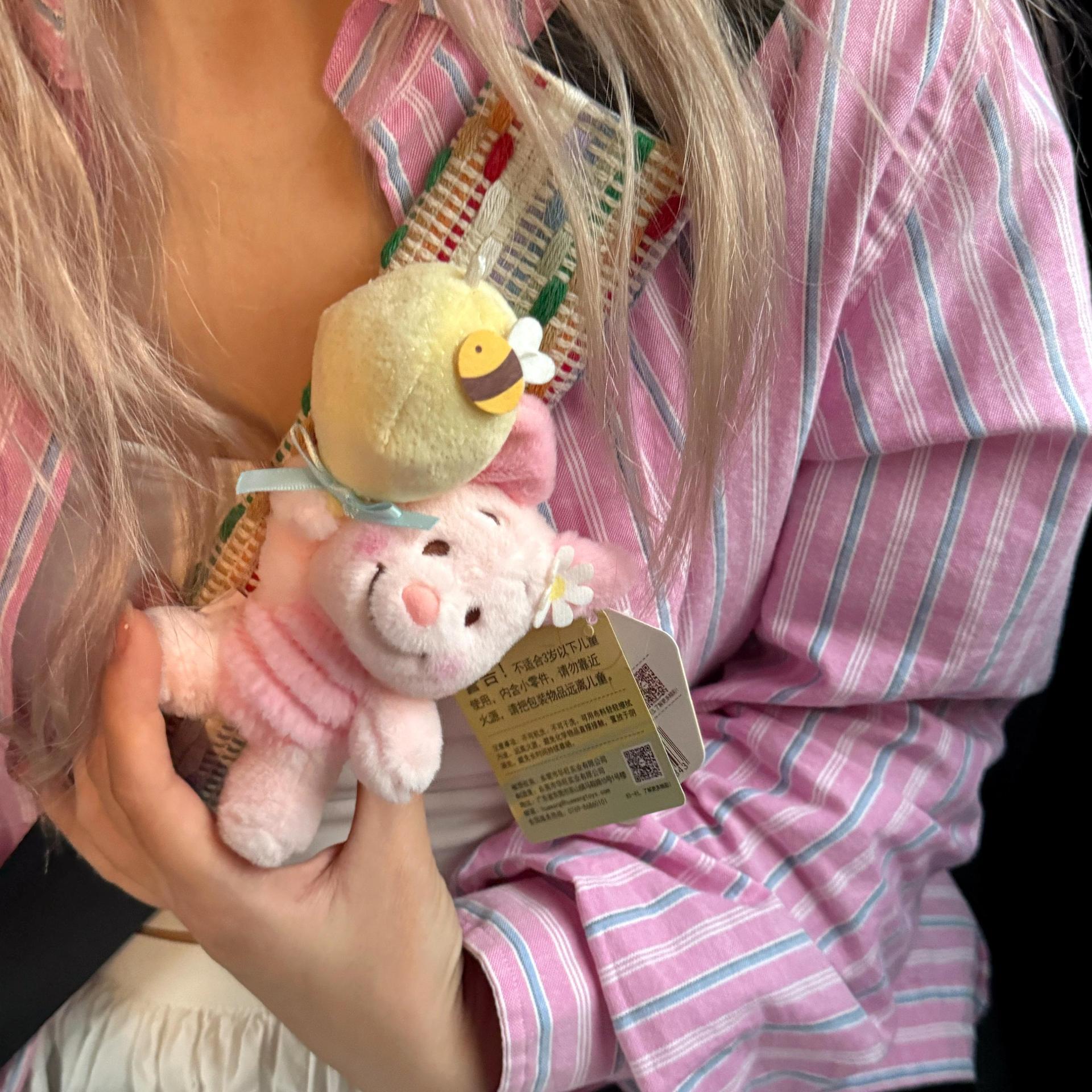 Authentic Pooh Piglet Cartoon Stuffed Doll Car Seat Belt Shoulder Cover for Sisters Cute New Car Gift