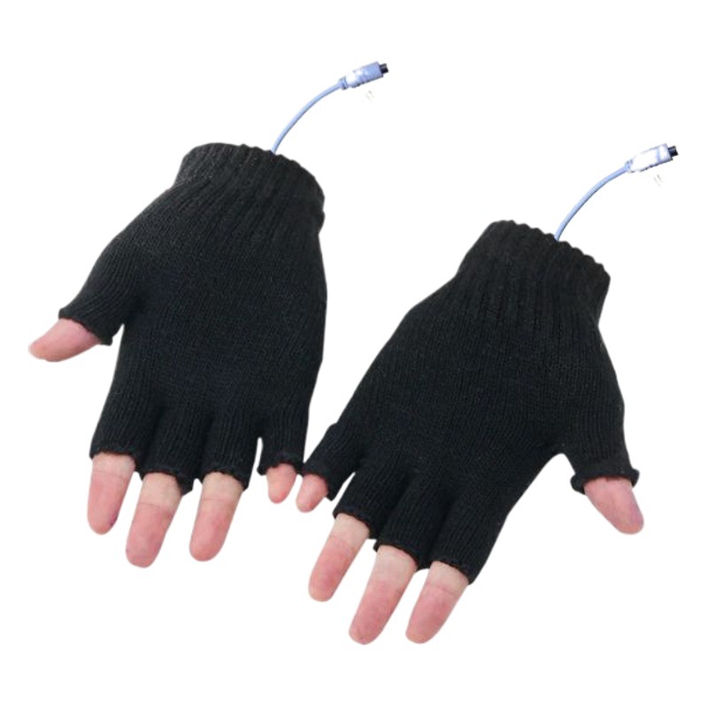 Guantes térmicos USB para invierno, fuente de energía móvil, guantes de medio dedo eléctricos, guantes de punto térmicos image 1