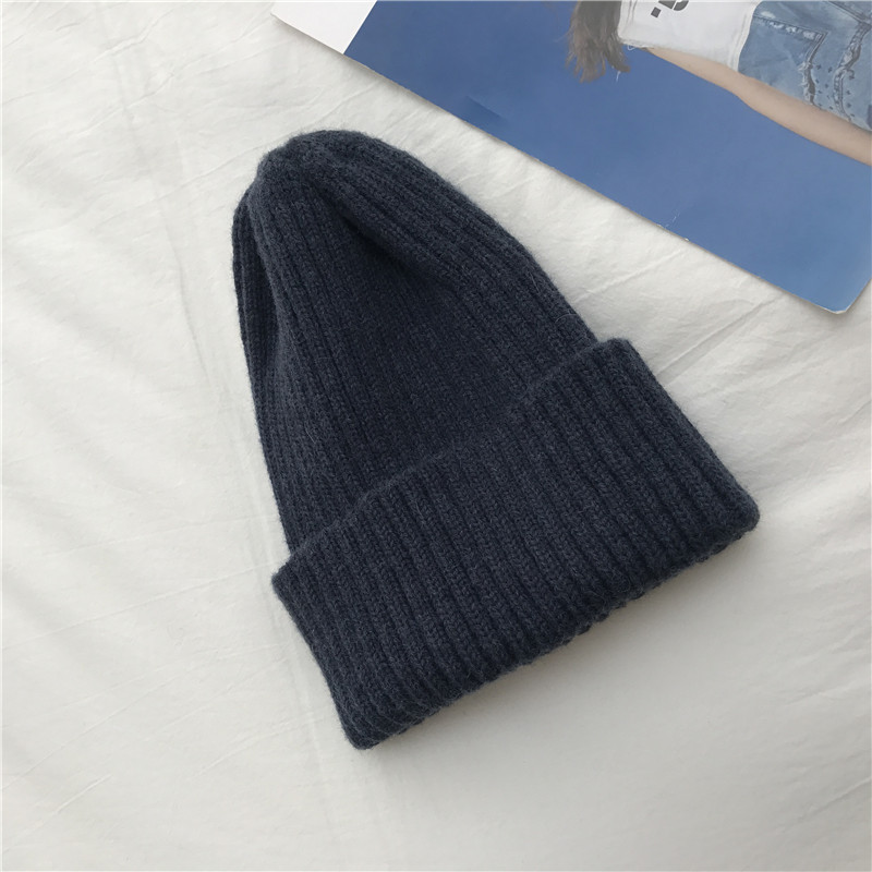 Unisex Vintage enfärgad stickad mössa höst-vinter varmt allt casual Instagram tröja mössa för kvinnligt par stickad linje hatt trend_voghion.com