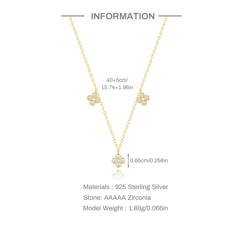 2g Weight 925 Sterling Silver Pendant Material 925 Sterling Silver Geometric Zircon 925 Sterling Silver Cable Chain Pendant Necklace