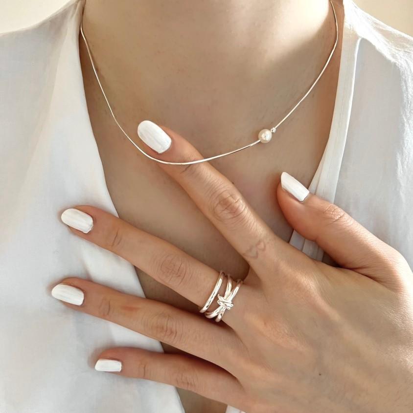 1 Piece 925 Sterling Silver Round Pearl Beads Necklace display picture 2