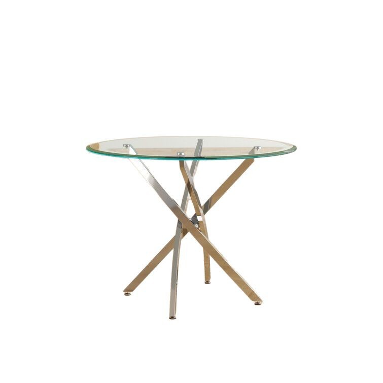 Mesa de comedor de vidrio temperado, mesa de comedor de vidrio redonda, mesa de comedor doméstica de lujo ligera