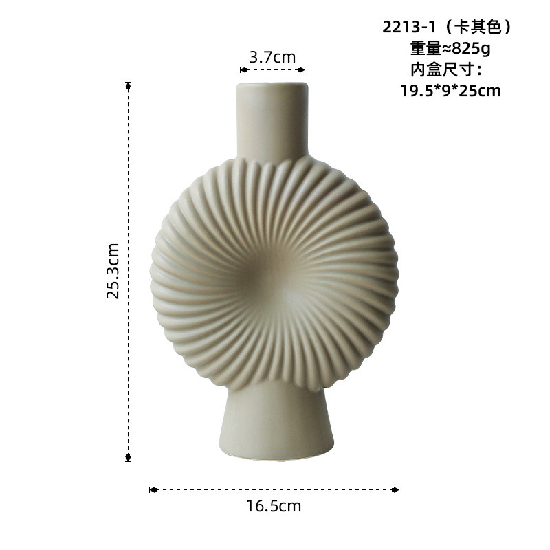 Morandi moderno vasos de cerámica estriados decoración de estudio sala de estar flor geométrica decoración de sala de alojamiento modelo