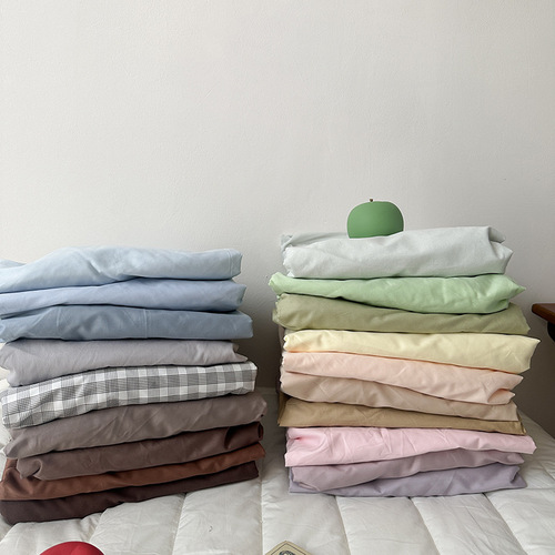 ins plain simple pure cotton single bed sheet all cotton water wash cotton single duvet cover bed hat mattress protector bed cover 