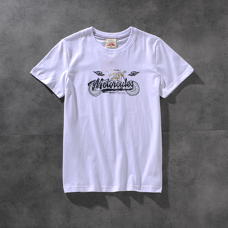 Modern banner spring/summer American retro click simple water wash print men's round-neck short-sleeved T-shirt M612 24