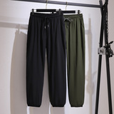 大码女装2025秋可穿薄款休闲哈伦裤200斤胖mm运动显瘦束脚九分裤，女装休闲裤，变形策服饰