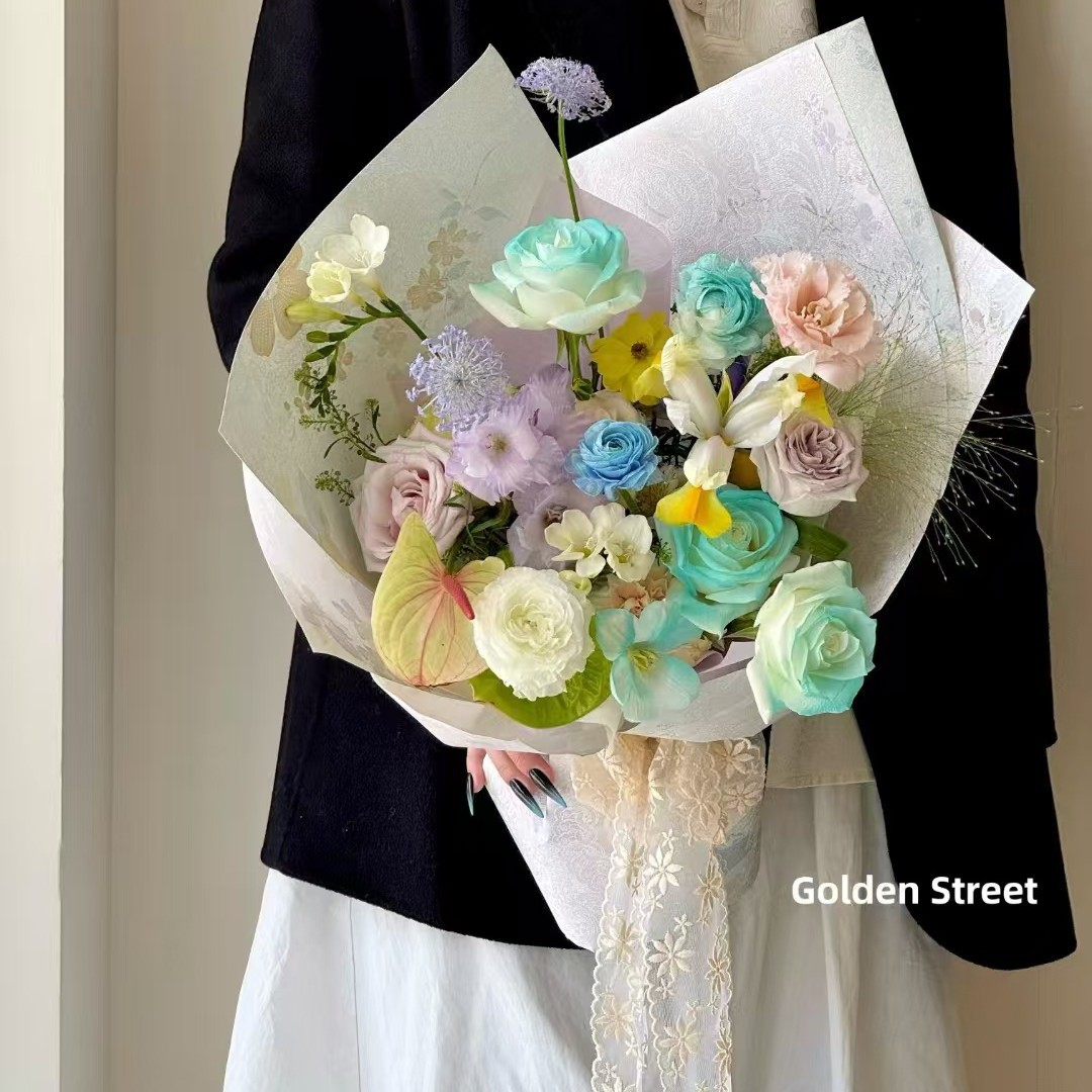 Huayuqing flores materiales de embalaje ramo creativo de flores papel de embalaje de textura artística de papel floral 5 hojas