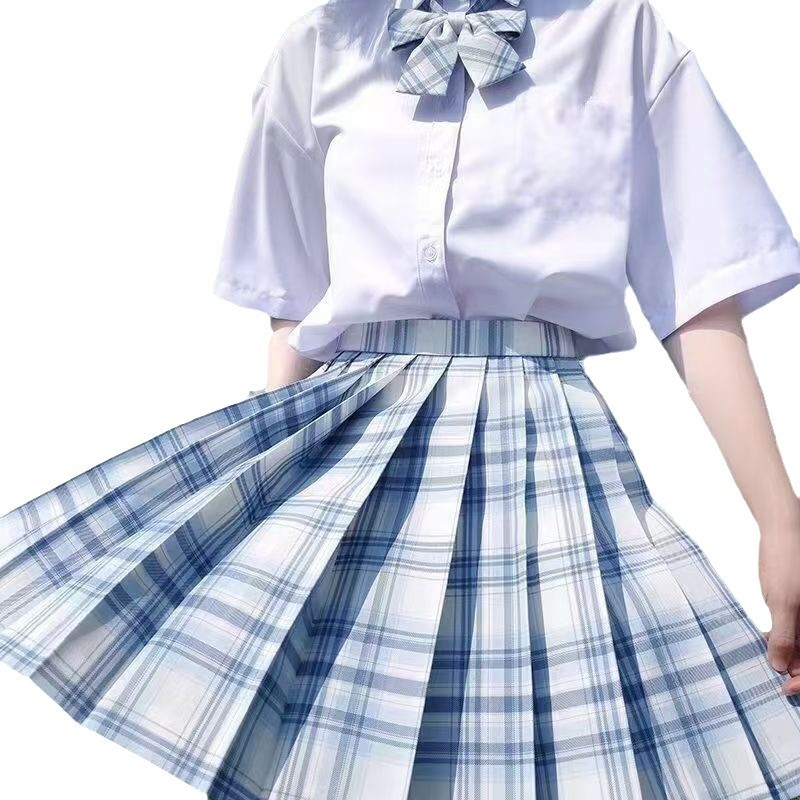 JK 유료 스커트 일본 스타일 스커트 세트 높은 허리 원래 대학 스타일 주름 치마 학생 유니폼 스커트 학교 유니폼 스커트
