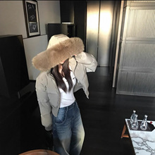 芬兰雪境韩里韩气学院风冬季毛领连帽收腰显瘦加厚短款时尚棉服女