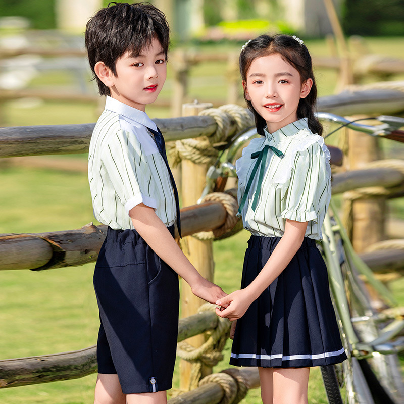 유치원 여름 옷 학교 유니폼 세트 학생 여름 수업 옷 영국 대학 스타일 6 일 졸업 사진 의류