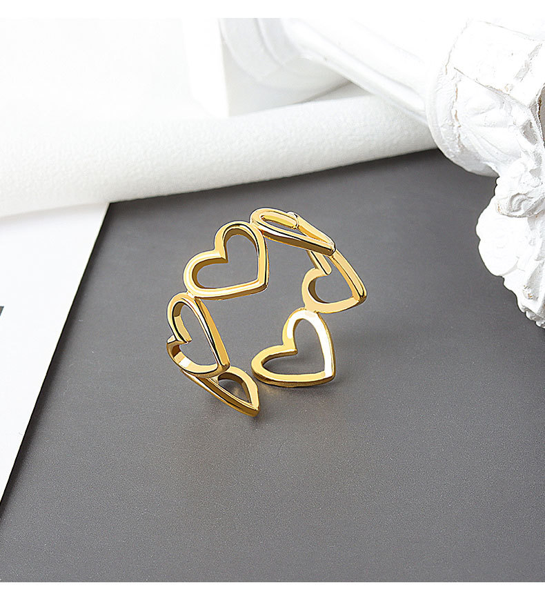 Korean Style New Hollow Love Stylish Opening Ring Women Ins Special-interest Design Trendy Unique Heart-shaped Ring display picture 3