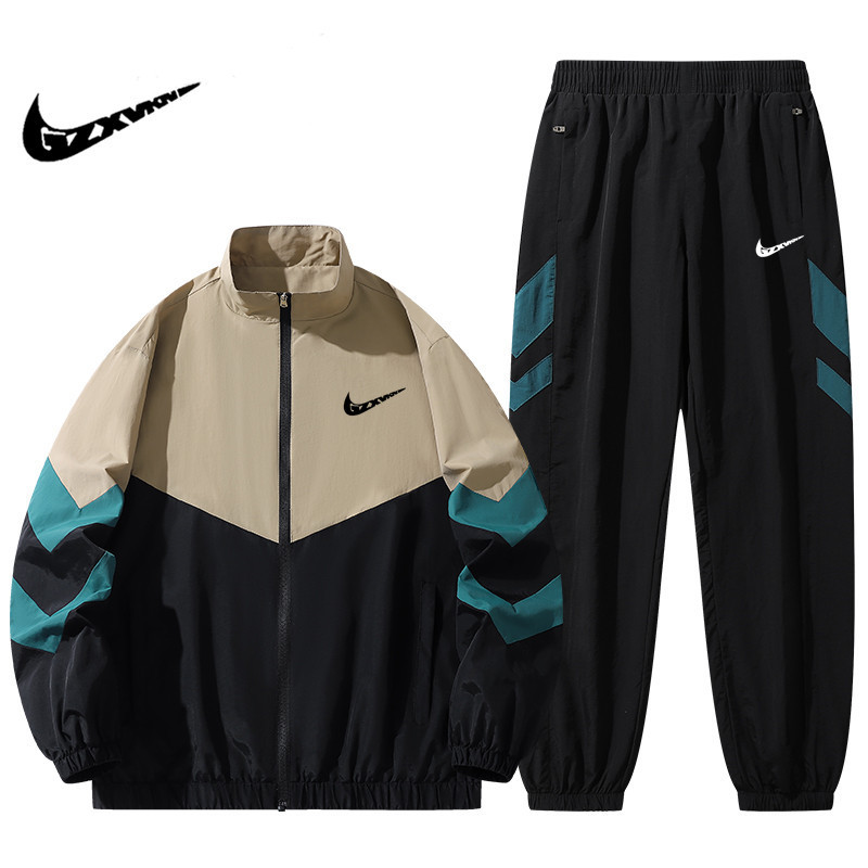 Men's Sports Casual Pants Suit, Trendy New Style for Spring and Autumn, Patchwork Jacket, Stand-Up Collar Cardigan, Men's Outerwear Men's Sports Casual Pants Suit, Trendy New Style for Spring and Autumn, Patchwork Jacket, Stand-Up Collar Cardigan, Men's Outerwear