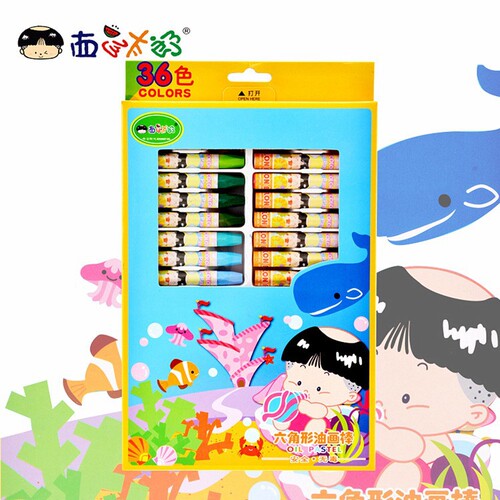 Watermelon Taro safe and easy to wash 36-color hexagonal oil pastels RO66691-4 children's color painting crayons