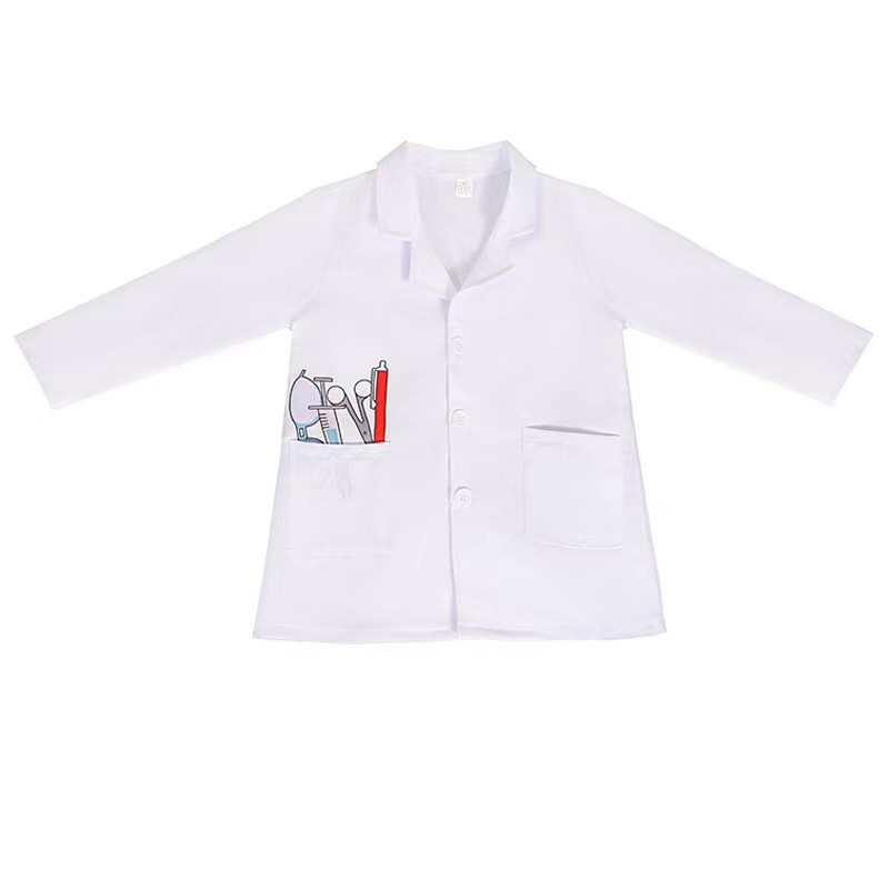 Vestido blanco de los niños ropa de la enfermera pequeño médico vestido quirúrgico prevención de epidemias para niños protesta ropa para niños traje de baile retrógrado