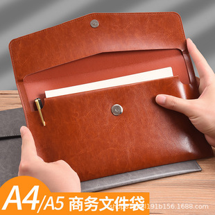 Leather Document Bag A4A5 Briefcase Information Real Estate Insurance Car 4S Contract Invoice File Bag