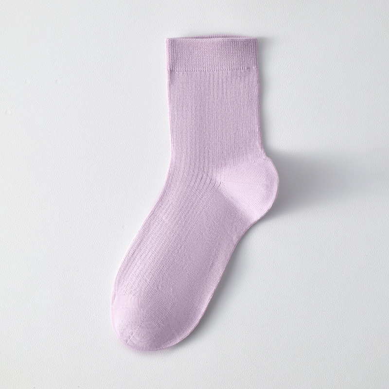 【百棉抗菌】袜子女夏薄款纯棉中筒袜竖条防臭女袜抗起球无骨棉袜|undefined