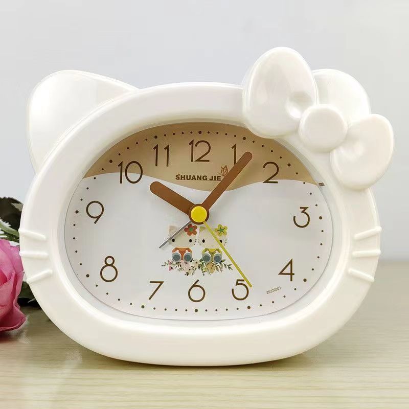 Cartoon Cute Children's Special Alarm Clock Silent with Night Light Student Bedroom Bedside Small Creative Desk Ornaments