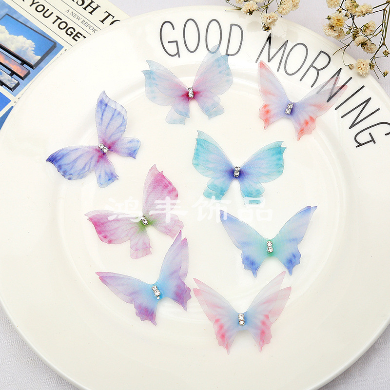 Double layer mesh butterfly accessories Hot diamond mesh women's…