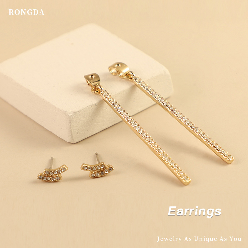 Korean Version Of The Creativey Earrings Long Temperament Earrings For Women S925 Silver Needle Full Diamond Front And Rear Earrings Jewelry