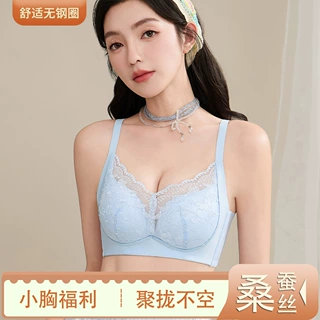 春夏款透气无痕女士内衣舒适显小聚拢防下垂无钢圈收副乳排扣文胸