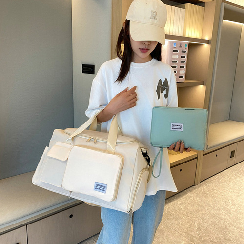 Portable travel bag with large capacity, separate wet and dry, fitness bag, independent shoe compartment, foldable storage, maternity bag