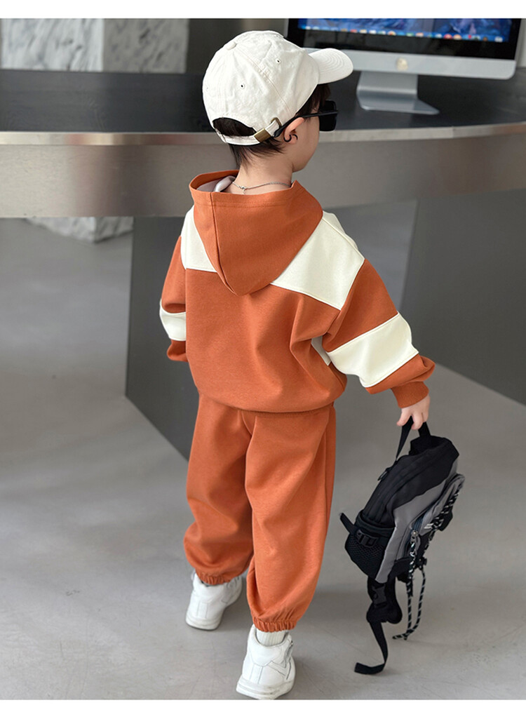 Color Block per ragazzi 2023 Primavera e autunno Nuovi set sportivi con cappuccio per il tempo libero per bambini Vestiti alla moda per bambini_voghion.com