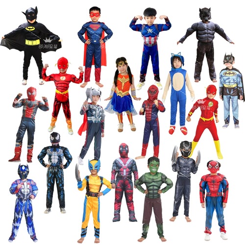 Children's cosplay Captain America Spider-Man Iron Man Thor Hulk Optimus Prime Deadpool muscle performance costume